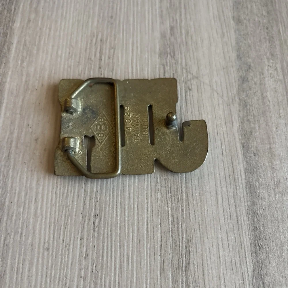 VTG Belt Buckle 70s Cut Spell Out Solid Brass Name “JIM” Taiwan PATINA